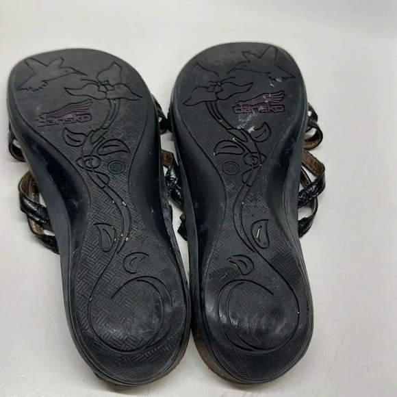 Dansko Flip Flop Sandals Strappy Black Leather Adjustable Strap Size 41 10.5 11 - Picture 9 of 12